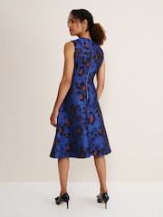Phase Eight Blue Clarisse Print Jacquard Dress - Image 2 of 6
