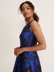 Phase Eight Blue Clarisse Print Jacquard Dress - Image 4 of 6