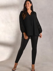 Live Unlimited Curve Black Faux Leather Leggings - Image 3 of 4