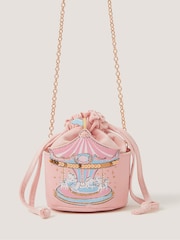 Monsoon Pink Carousel Print Drawstring Cross-Body Bag - Image 1 of 4