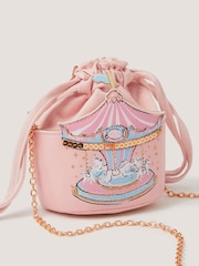 Monsoon Pink Carousel Print Drawstring Cross-Body Bag - Image 4 of 4