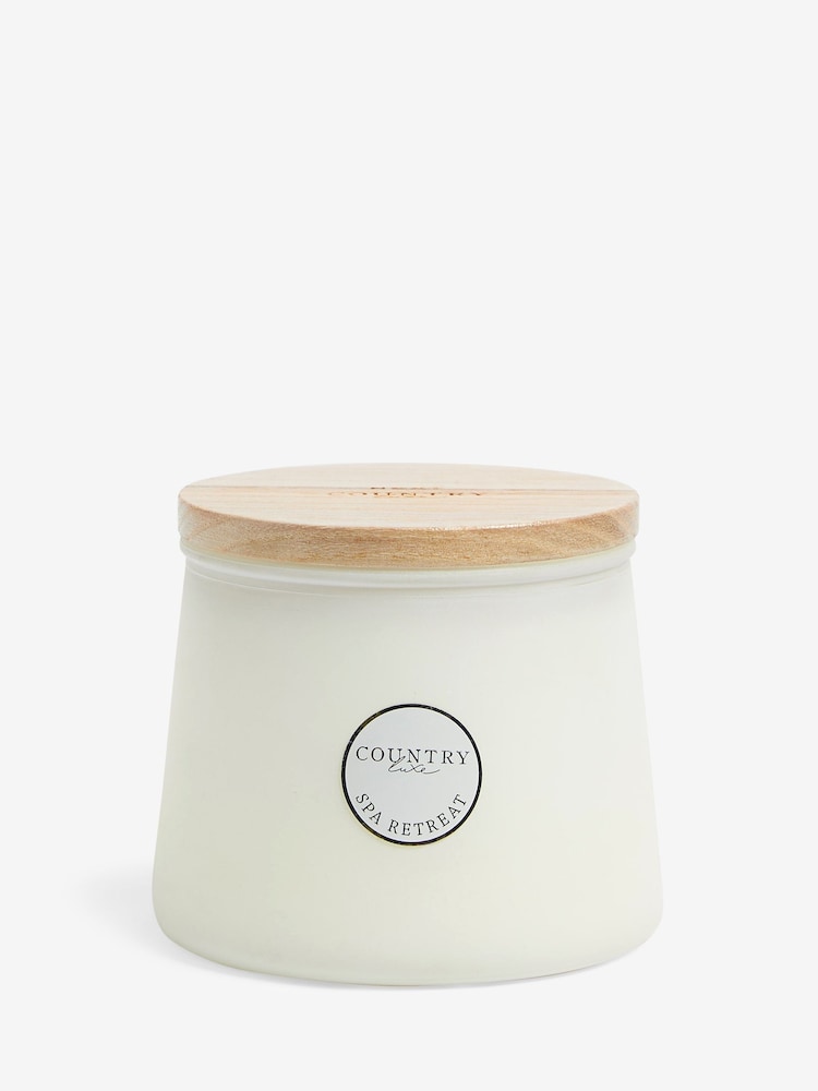 White Country Luxe Spa Retreat Lavender and Geranium Single Wick Scented Candle - Image 4 of 4