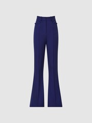 Reiss Purple Dylan Flared High Rise Trousers - Image 2 of 6