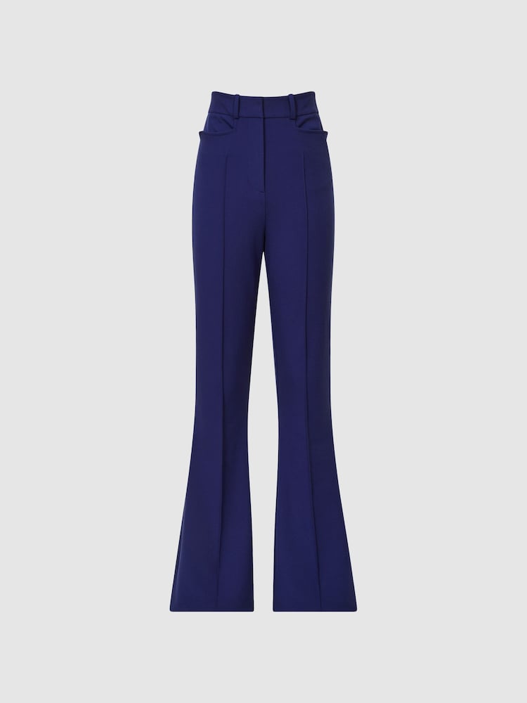 Reiss Purple Dylan Flared High Rise Trousers - Image 2 of 6