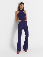 Reiss Purple Dylan Flared High Rise Trousers - Image 3 of 6
