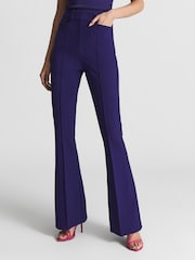 Reiss Purple Dylan Flared High Rise Trousers - Image 4 of 6