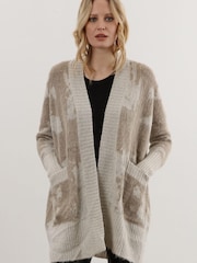 Religion Natural Light Weight Textured Shawl Cardigan In Neutrals - Image 1 of 6