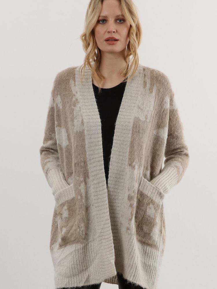 Religion Natural Light Weight Textured Shawl Cardigan In Neutrals - Image 1 of 6