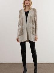 Religion Natural Light Weight Textured Shawl Cardigan In Neutrals - Image 3 of 6