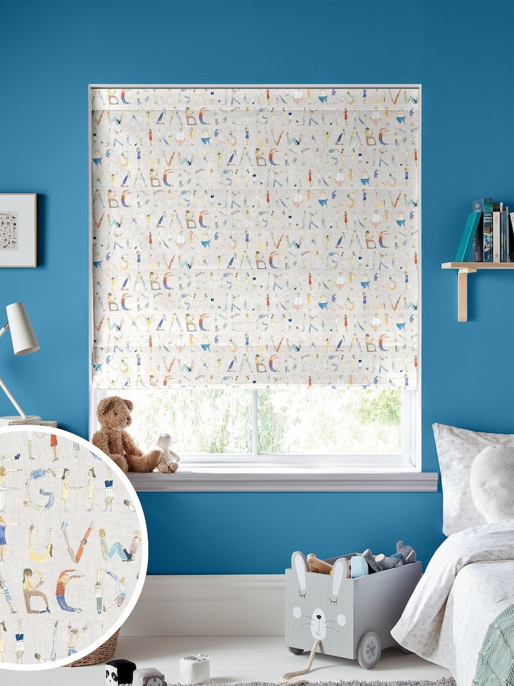 Voyage Oat Kids Alphabet People Made To Measure Roman Blind - Image 1 of 6