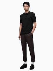 AllSaints Black Mode Merino Polo Shirt - Image 3 of 6
