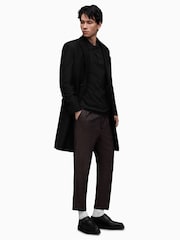 AllSaints Black Mode Merino Polo Shirt - Image 4 of 6