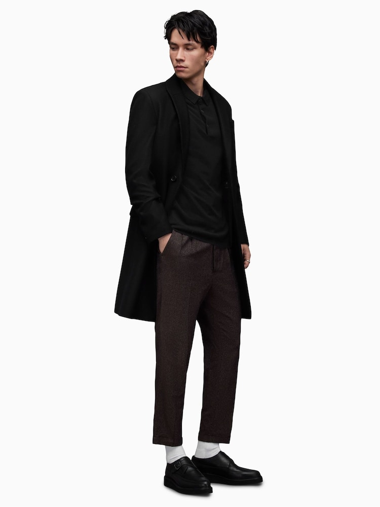 AllSaints Black Mode Merino Polo Shirt - Image 4 of 6