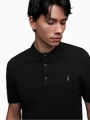 AllSaints Black Mode Merino Polo Shirt - Image 5 of 6