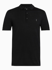 AllSaints Black Mode Merino Polo Shirt - Image 6 of 6