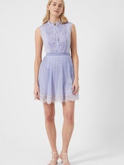 French Connection Blue Abibi Embroidered High Neck Dress - Image 1 of 1