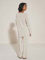 Rochelle Neutral Brown Rib Co-ord Long Sleeve Jumper - Image 3 of 7
