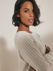 Rochelle Neutral Brown Rib Co-ord Long Sleeve Jumper - Image 4 of 7