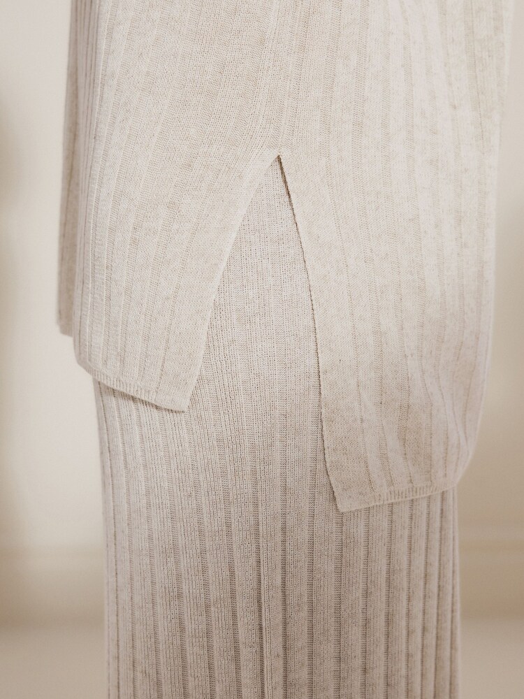 Rochelle Neutral Brown Rib Co-ord Long Sleeve Jumper - Image 5 of 7