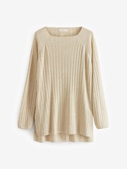 Rochelle Neutral Brown Rib Co-ord Long Sleeve Jumper - Image 6 of 7