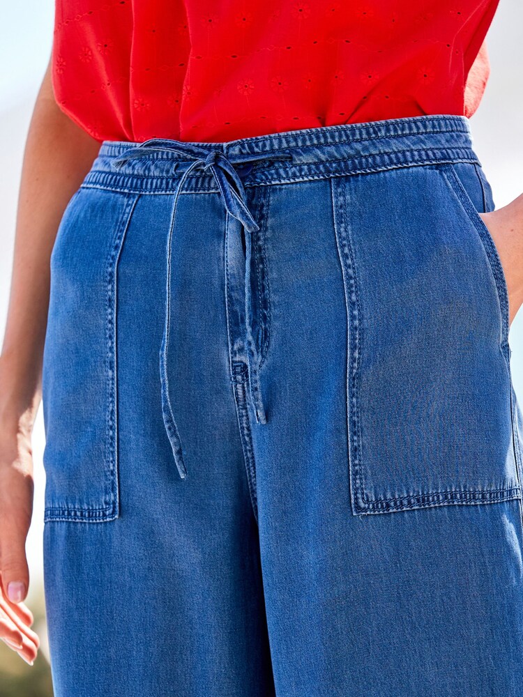 Dark Blue Lyocell Culottes - Image 2 of 5 Dark Blue Lyocell Culottes - Image 2 of 5