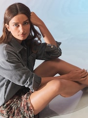 Brown Floral Ruffle Mini Skirt - Image 3 of 5
