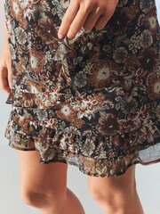Brown Floral Ruffle Mini Skirt - Image 4 of 5