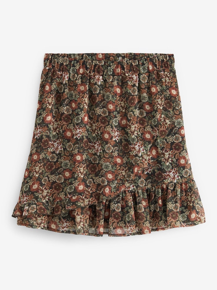 Brown Floral Ruffle Mini Skirt - Image 5 of 5