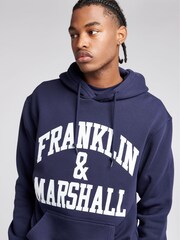 Franklin & Marshall Blue Mens 100% Cotton Arch Letter BB OTH Hoodie - Image 4 of 5