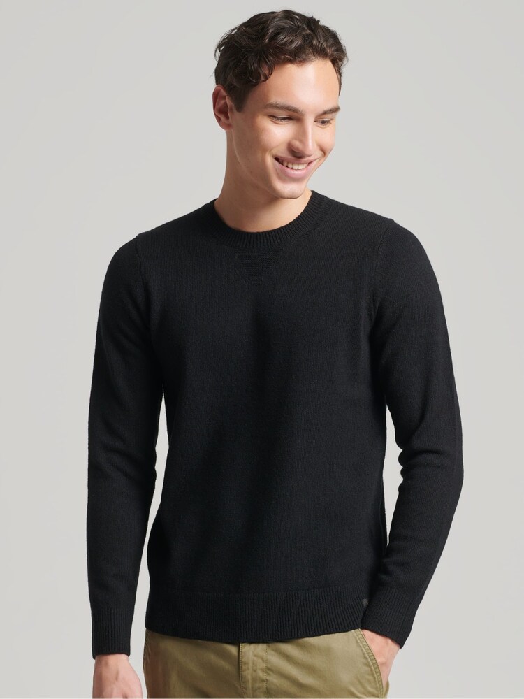 Superdry Black Vintage Lambswool Jumper - Image 1 of 4