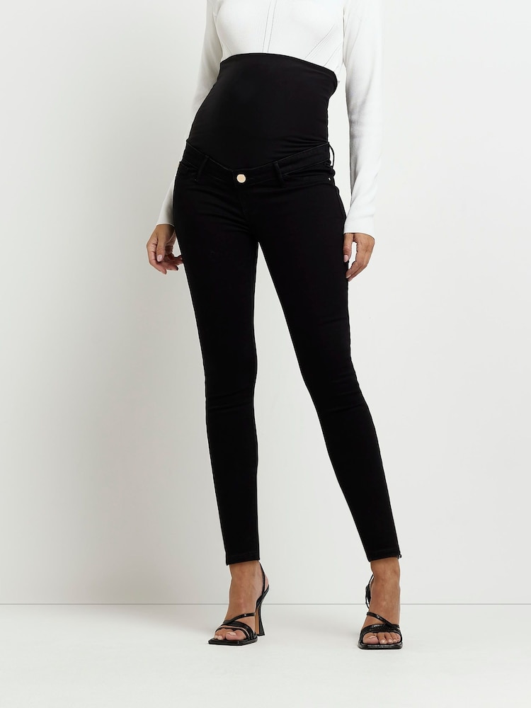 River Island Black  Maternity Overbump Jeans - Image 1 of 7