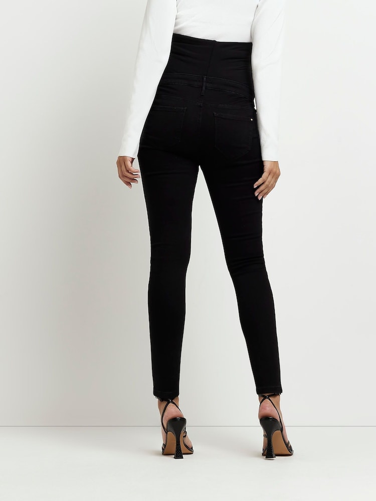 River Island Black  Maternity Overbump Jeans - Image 2 of 7