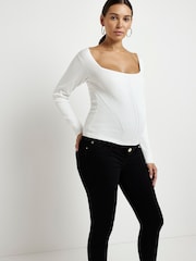 River Island Black  Maternity Overbump Jeans - Image 4 of 7