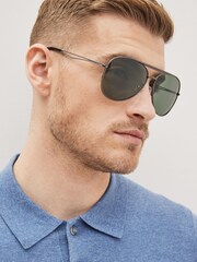 Gun Metal Pilot Polarised Sunglasses - Image 1 of 5