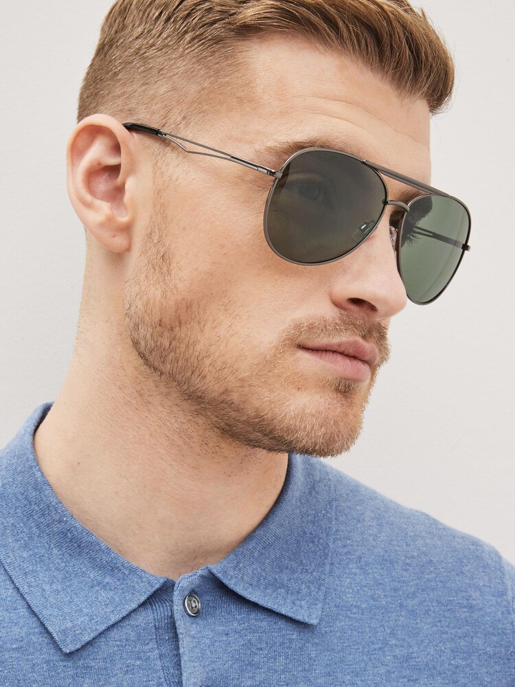 Gun Metal Pilot Polarised Sunglasses - Image 1 of 5