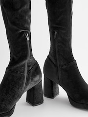 Black Forever Comfort® Sock Platform Over The Knee Boots - Image 3 of 8