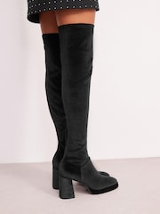 Black Forever Comfort® Sock Platform Over The Knee Boots - Image 4 of 8