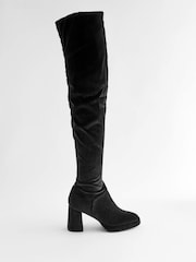Black Forever Comfort® Sock Platform Over The Knee Boots - Image 6 of 8