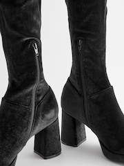 Black Forever Comfort® Sock Platform Over The Knee Boots - Image 8 of 8