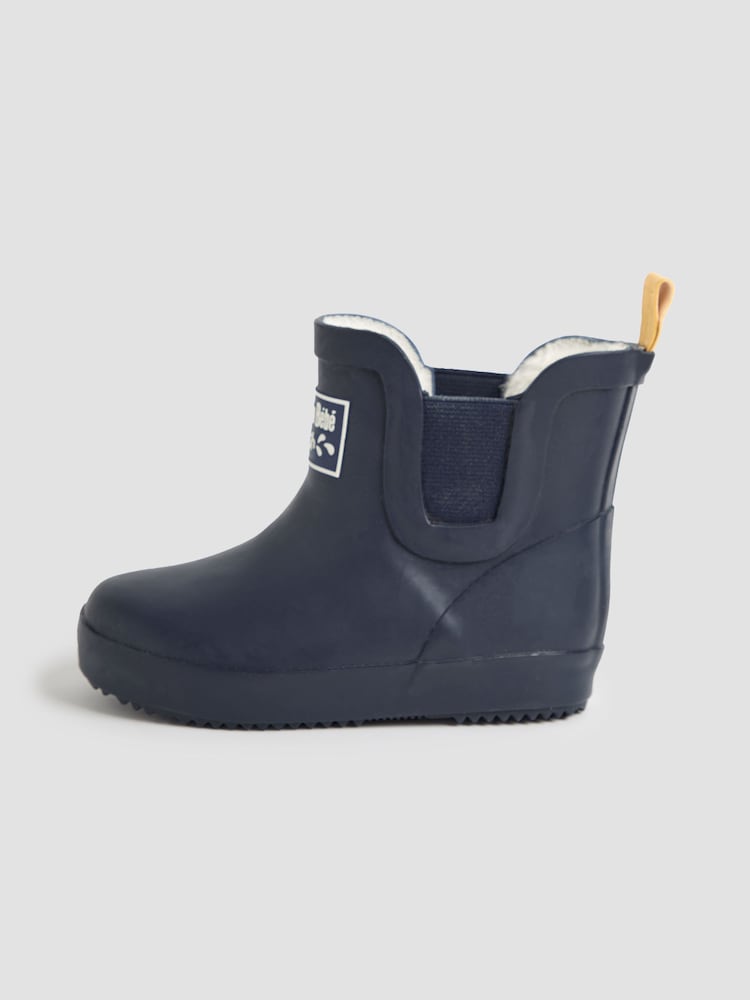 JoJo Maman Bébé Navy Blue Cosy Lined Ankle Wellies - Image 4 of 5