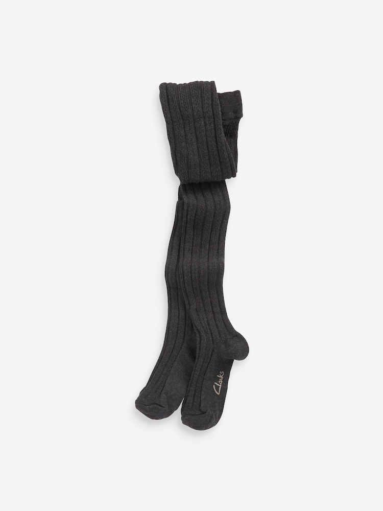 Clarks Grey Ribbed Tights 2 Pack - Image 2 of 3