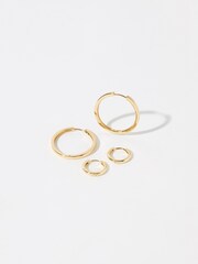 Z by Accessorize Gold Plated Tone Hoop Earrings Set - Image 1 of 2