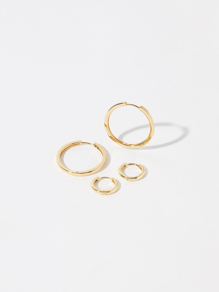 Z by Accessorize Gold Plated Tone Hoop Earrings Set - Image 1 of 2