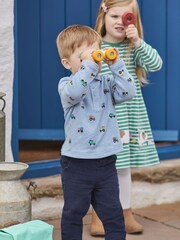 JoJo Maman Bébé Blue Tractor Embroidered Polo Shirt - Image 1 of 5