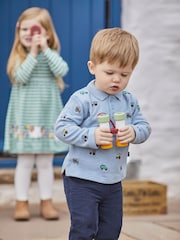 JoJo Maman Bébé Blue Tractor Embroidered Polo Shirt - Image 3 of 5