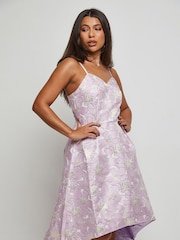Chi Chi London Purple Cami Floral Jacquard Dip Hem Dress - Image 4 of 4