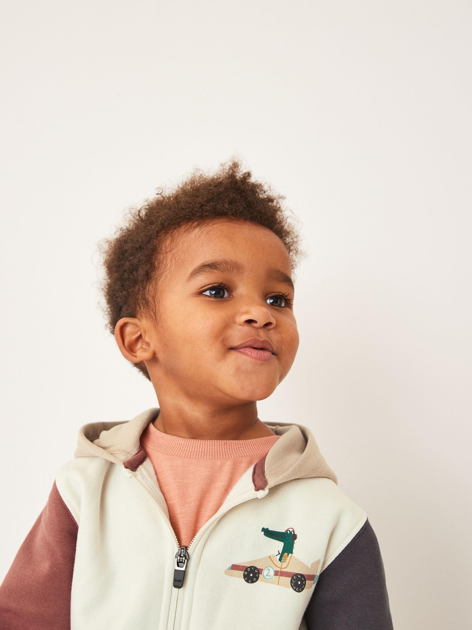Buy Grey/Red/Tan Colourblock Zip Through Hoodie and Shorts