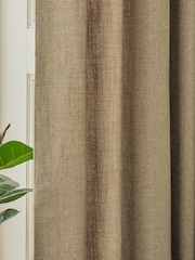 Dark Natural Textured Fleck Eyelet Lined Curtains - Image 2 of 4