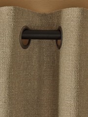 Dark Natural Textured Fleck Eyelet Lined Curtains - Image 3 of 4