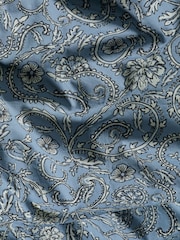 Blue 100% Cotton Reversible Stripe Paisley Duvet Cover and Pillowcase Set - Image 4 of 5